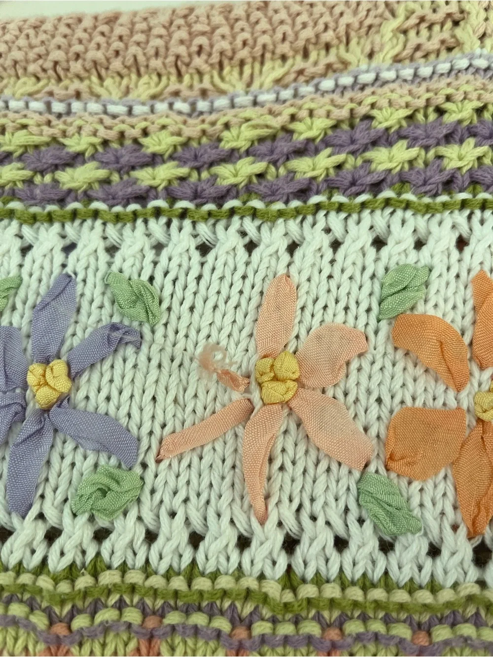 Vintage Susan Bristol Causal Ramie Knit Floral Sweater Size Medium Petite - Picture 12 of 16